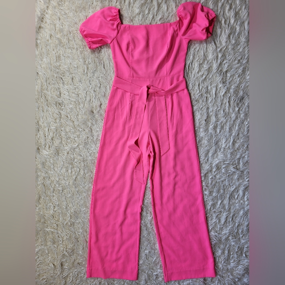 Lilly Pulitzer Jada Off-The-Shoulder Jumpsuit in Pink Isle Size 8 - Picture 3 of 15